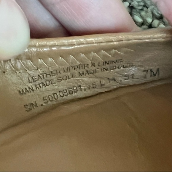 Tory Burch Royal Tan/Gold Reva Tumbled Leather Flats, Size 7 - Picture 3 of 7